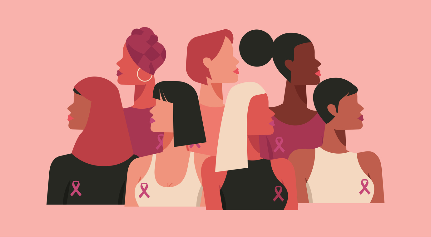 Illustration of woman of different ethnicities in solidarity to represent benefits of a regular breast examination