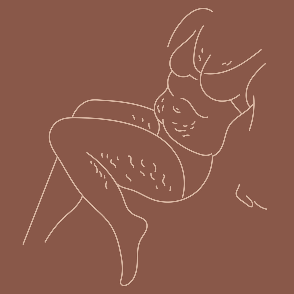 Line art illustration of a plus size woman with stretch marks on legs and her belly as the featured image for Can Stretch Marks Be Prevented